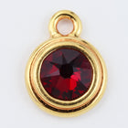 34ss Swarovski Siam/Bright Gold TierraCast Stepped Bezel Drop (10 Pcs) #CK797-General Bead