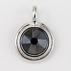 34ss Swarovski Jet Hematite/Rhodium TierraCast Stepped Bezel Charm (10 Pcs) #CK794-General Bead