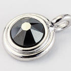 34ss Swarovski Jet Hematite/Rhodium TierraCast Stepped Bezel Charm (10 Pcs) #CK794-General Bead