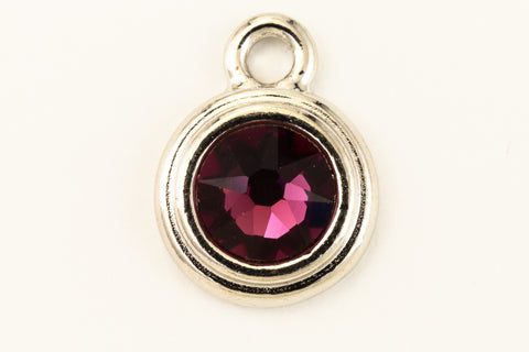 34ss Swarovski Amethyst/Rhodium TierraCast Stepped Bezel Drop (10 Pcs) #CK796-General Bead