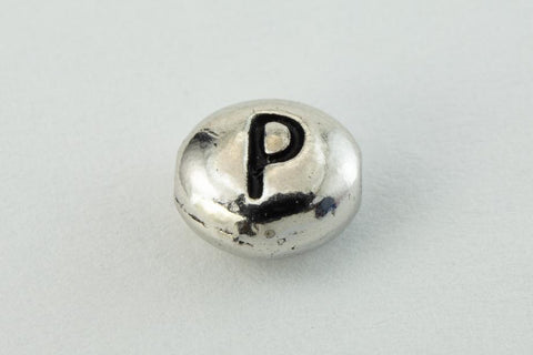6mm x 5mm Antique Silver Tierracast Pewter Letter "P" Bead #CKP237-General Bead