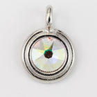34ss Swarovski Crystal AB/Rhodium TierraCast Stepped Bezel Charm (10 Pcs) #CK794-General Bead