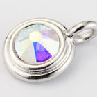 34ss Swarovski Crystal AB/Rhodium TierraCast Stepped Bezel Charm (10 Pcs) #CK794-General Bead