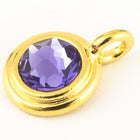 34ss Swarovski Tanzanite/Bright Gold TierraCast Stepped Bezel Charm (10 Pcs) #CK795-General Bead