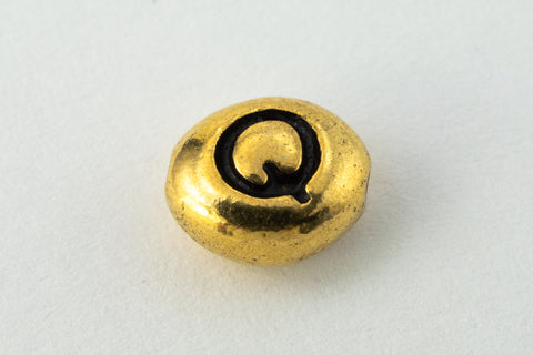 6mm x 5mm Antique Gold Tierracast Pewter Letter "Q" Bead #CKQ238-General Bead