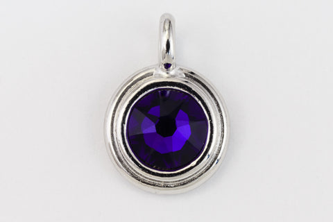 34ss Swarovski Cobalt/Rhodium TierraCast Stepped Bezel Charm (10 Pcs) #CK794-General Bead