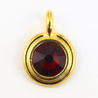 34ss Swarovski Siam/Bright Gold TierraCast Stepped Bezel Charm (10 Pcs) #CK795-General Bead