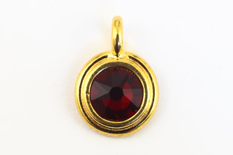 34ss Swarovski Siam/Bright Gold TierraCast Stepped Bezel Charm (10 Pcs) #CK795-General Bead