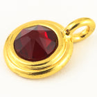 34ss Swarovski Siam/Bright Gold TierraCast Stepped Bezel Charm (10 Pcs) #CK795-General Bead