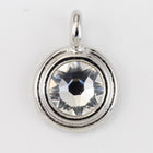 34ss Swarovski Crystal/Rhodium TierraCast Stepped Bezel Charm (10 Pcs) #CK794-General Bead