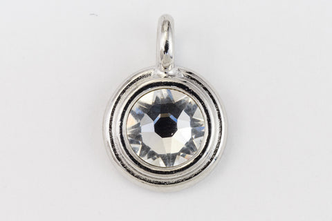 34ss Swarovski Crystal/Rhodium TierraCast Stepped Bezel Charm (10 Pcs) #CK794-General Bead
