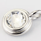 34ss Swarovski Crystal/Rhodium TierraCast Stepped Bezel Charm (10 Pcs) #CK794-General Bead