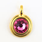 34ss Swarovski Rose/Bright Gold TierraCast Stepped Bezel Charm (10 Pcs) #CK795-General Bead