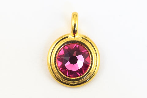 34ss Swarovski Rose/Bright Gold TierraCast Stepped Bezel Charm (10 Pcs) #CK795-General Bead