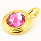 34ss Swarovski Rose/Bright Gold TierraCast Stepped Bezel Charm (10 Pcs) #CK795-General Bead
