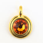 34ss Swarovski Tangerine/Bright Gold TierraCast Stepped Bezel Charm (10 Pcs) #CK795-General Bead