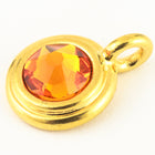 34ss Swarovski Tangerine/Bright Gold TierraCast Stepped Bezel Charm (10 Pcs) #CK795-General Bead