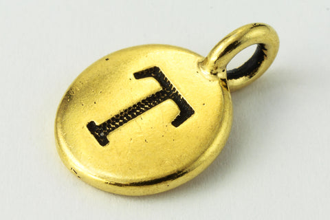 17mm Antique Gold Tierracast Pewter Letter "T" Charm #CKT251-General Bead
