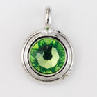 34ss Swarovski Peridot/Rhodium TierraCast Stepped Bezel Charm (10 Pcs) #CK794-General Bead
