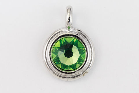 34ss Swarovski Peridot/Rhodium TierraCast Stepped Bezel Charm (10 Pcs) #CK794-General Bead