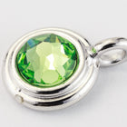 34ss Swarovski Peridot/Rhodium TierraCast Stepped Bezel Charm (10 Pcs) #CK794-General Bead