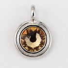 34ss Swarovski Lt. Colorado Topaz/Rhodium TierraCast Stepped Bezel Charm (10 Pcs) #CK794-General Bead