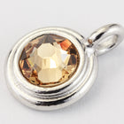 34ss Swarovski Lt. Colorado Topaz/Rhodium TierraCast Stepped Bezel Charm (10 Pcs) #CK794-General Bead