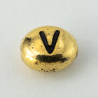 6mm x 5mm Antique Gold Tierracast Pewter Letter "V" Bead #CKV238-General Bead