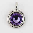 34ss Swarovski Tanzanite/Rhodium TierraCast Stepped Bezel Charm (10 Pcs) #CK794-General Bead