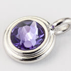 34ss Swarovski Tanzanite/Rhodium TierraCast Stepped Bezel Charm (10 Pcs) #CK794-General Bead