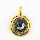 34ss Swarovski Black Diamond/Bright Gold TierraCast Stepped Bezel Charm (10 Pcs) #CK795-General Bead