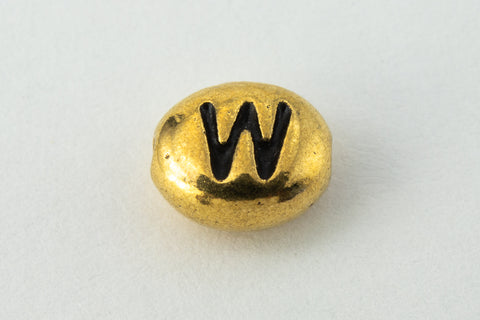 6mm x 5mm Antique Gold Tierracast Pewter Letter "W" Bead #CKW238-General Bead