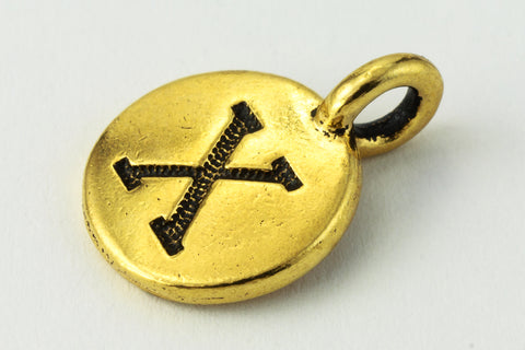 17mm Antique Gold Tierracast Pewter Letter "X" Charm #CKX251-General Bead