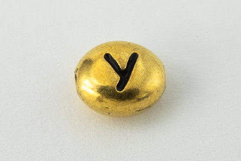 6mm x 5mm Antique Gold Tierracast Pewter Letter "Y" Bead #CKY238-General Bead