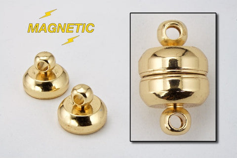 6mm x 11mm Gold Round Magnetic Clasp #CLA039-General Bead