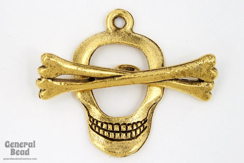 20mm Antique Gold Skull Toggle Clasp #CLA047-General Bead