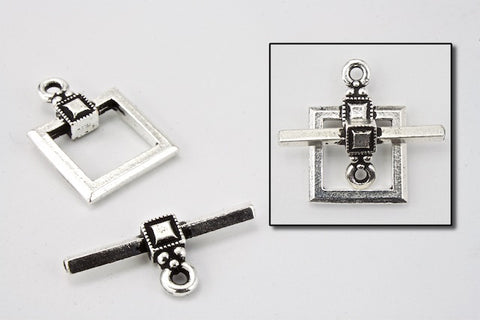 18.5mm Antique Silver Deco Square Toggle Clasp #CLA104-General Bead