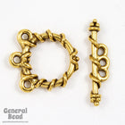 15mm Antique Gold Wrapped 3 Strand Pewter Toggle Clasp #CLA126-General Bead