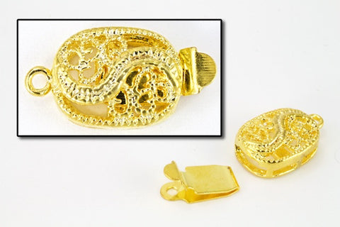 17mm x 10mm Bright Gold Filigree Box Clasp #CLA162-General Bead
