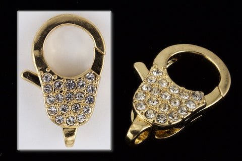 21mm x 13.5mm Bright Gold Pavé Lobster Clasp #CLA163-General Bead