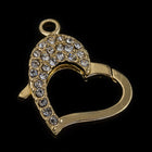 22mm x 16.5mm Bright Gold Pavé Crystal Heart Clasp #CLA170-General Bead