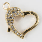 22mm x 16.5mm Bright Gold Pavé Crystal Heart Clasp #CLA170-General Bead
