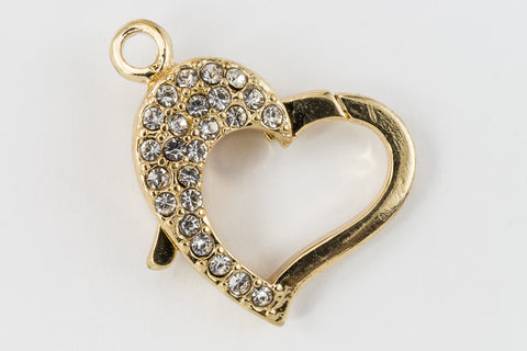 22mm x 16.5mm Bright Gold Pavé Crystal Heart Clasp #CLA170-General Bead