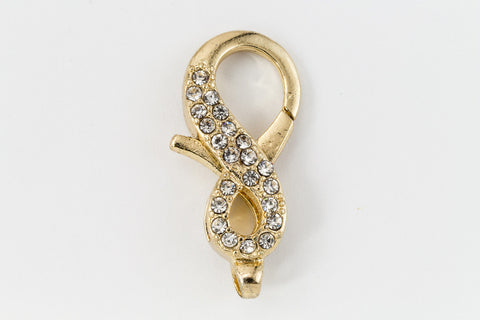 25mm x 11.5mm Bright Gold Pavé Crystal Infinity Symbol Lobster Clasp #CLA171-General Bead