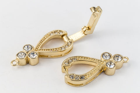 44mm x 10mm Bright Gold Pavé Crystal 1 Loop Buckle Clasp #CLA173-General Bead