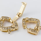 25mm x 14.5mm Bright Gold Pavé Crystal 2 Loop Buckle Clasp #CLA174-General Bead