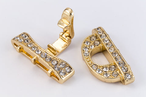 26mm x 24.5mm Bright Gold Pavé D&T Shape 3 Loop Buckle Clasp #CLA176-General Bead