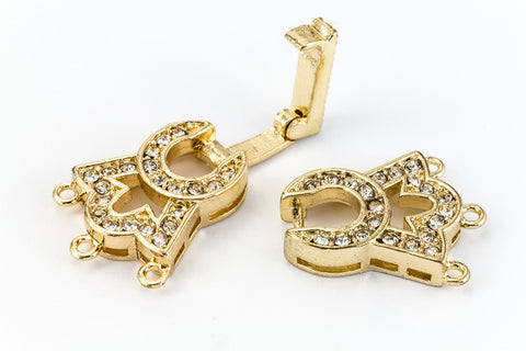 34mm x 11.5mm Bright Gold Pavé Crystal 3 Loop Buckle Clasp #CLA179-General Bead