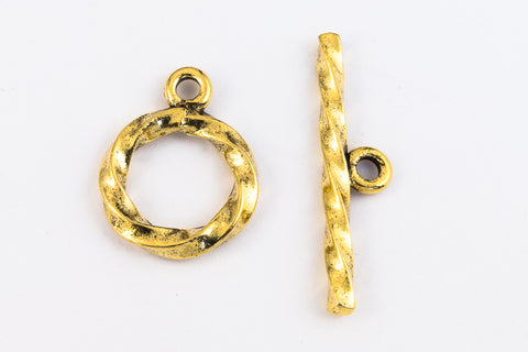 19mm x 27mm Antique Gold Pewter Twisted Toggle Clasp (25 Pcs) #CLA198-General Bead