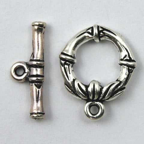 14mm Antique Silver Bamboo Toggle Clasp-General Bead